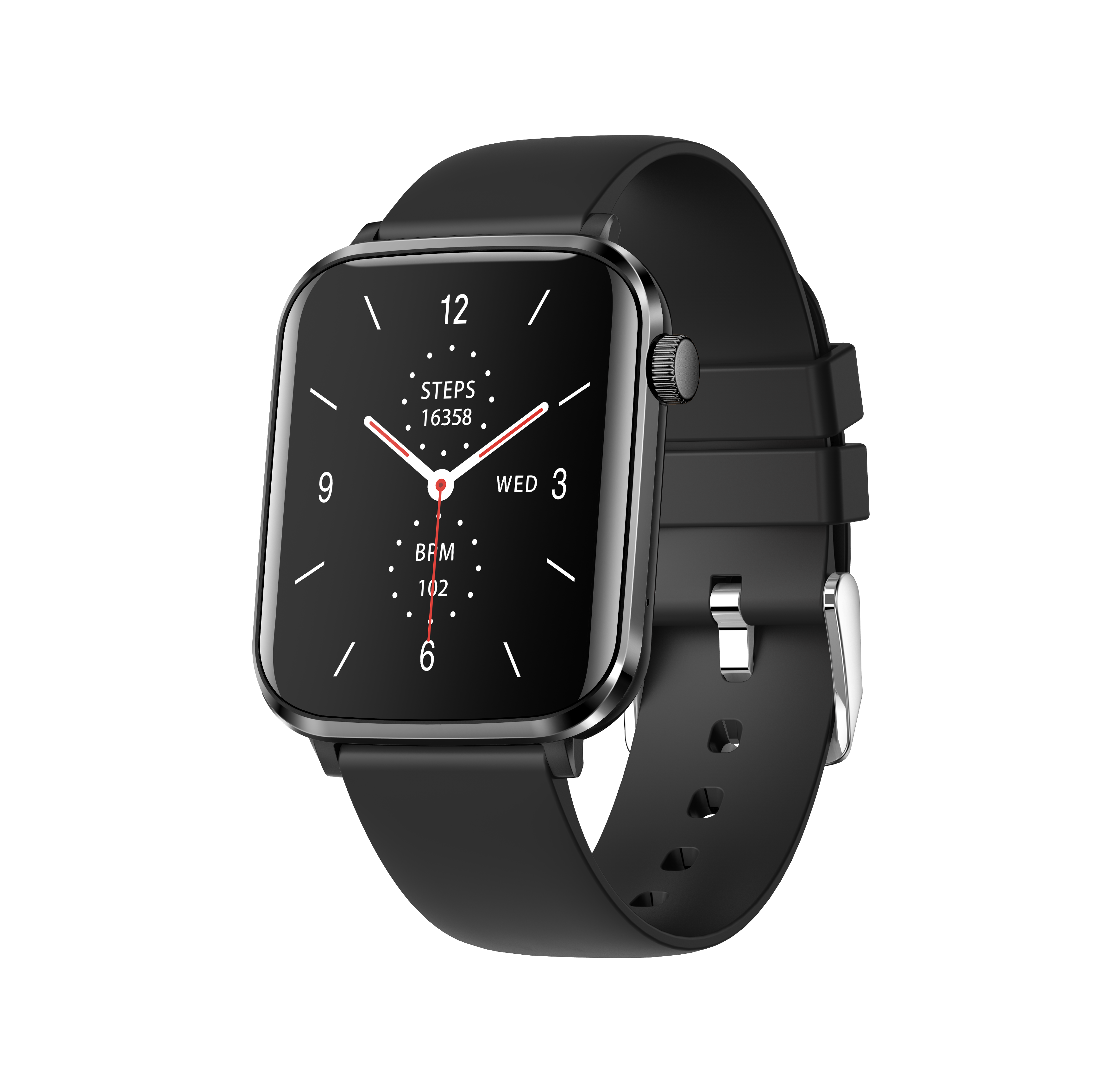 Metal Case Smartwatch with Pink Silicone Strap